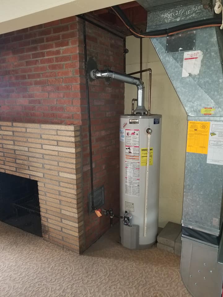 Hot water tank chimney stack