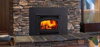 Installed fireplace insert with clean trim finish